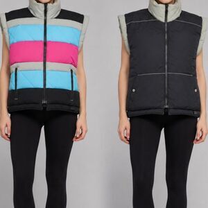 Vintage Reversible Colorblock Puffer Vest Size Small 90s Y2K